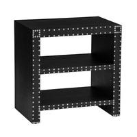 Aurich Side Table In Black Leather Effect With 2 Shelf