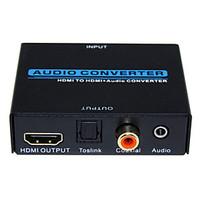 Audio Converter HDMI to HDMI Audio Converter 1080P 3D HDMI Input to HDMI Toslink Coaxial Audio Output Metal
