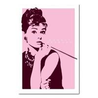 Audrey Hepburn Poster Cigarello White Framed - 96.5 x 66 cms (Approx 38 x 26 inches)