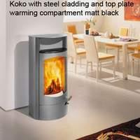 Austroflamm Koko Stove with Light Steel Grey Steel Side Panels