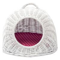 Aumüller White Wicker Den with Reversible Cushion - 50 x 39 x 44 cm (L x W x H)