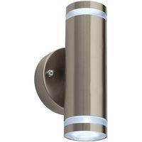 Aura 2 x 1W LED Up & Down Wall Steel IP44 130LM - 32923