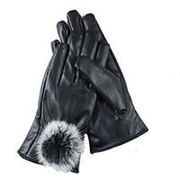 Autumn And Winter Women\'S Touch-Screen Bicycle Leather Gloves