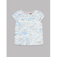 autograph cotton scenic print top with stretch 3 14 years