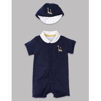 Autograph Pure Cotton Romper with Hat Outfit