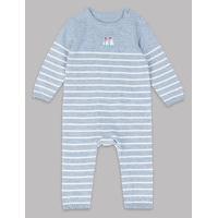Autograph Pure Cotton Striped Baby All in One
