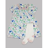 Autograph 2 Piece Baby Floral Dress with Tights