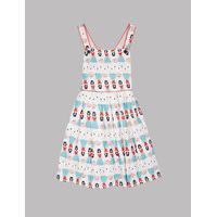 Autograph Cotton All Over Print Dress with Stretch (3-14 Years)
