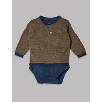 autograph pure cotton stripped bodysuit