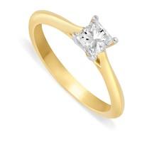 Aurora 18ct gold 0.40 carat princess cut diamond solitaire ring