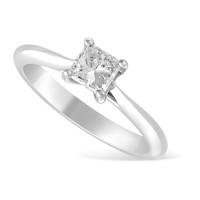 Aurora 18ct white gold 0.50 carat princess cut diamond solitaire ring