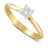 aurora 18ct gold 025 carat princess cut diamond solitaire ring