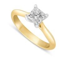 Aurora 18ct gold 0.70 carat princess cut diamond solitaire ring