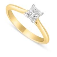 Aurora 18ct gold 0.50 carat princess cut diamond solitaire ring
