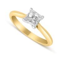 Aurora 18ct gold 1, 00 carat princess cut diamond solitaire ring