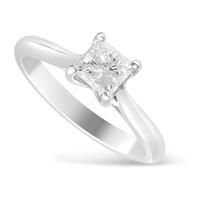 Aurora platinum 0.70 carat princess cut diamond solitaire ring