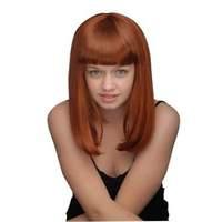 auburn long straight shoulder length fringe 60s bob wig