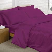 Aubergine Satin King Duvet Cover, Fitted Sheet and 4 Pillowcases Bedding