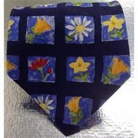austin reed navy flower pattern silk tie