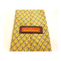 Austin Reed Silk Tie Gold With Blue Daisy Design