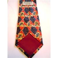 Austin Reed Red and Blue Check floral printed Designer Luxury Silk Tie