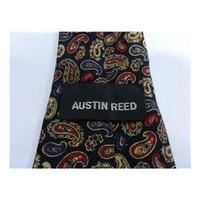 austin reed silk tie blue with red cream paisley design