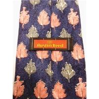 austin reed navy blue luxury designer silk tie with pink and silver le ...
