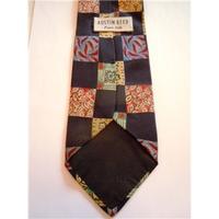 Austin Reed Navy Patch work printed Designer Luxury Silk Tie
