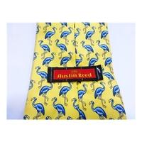 Austin Reed Silk Tie Sunshine Yellow With Fun Blue Flamingo Design