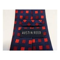 Austin Reed Silk Tie Navy With Red Square Design