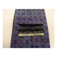 Austin Reed Silk Tie Blue & Green Floral Design
