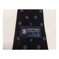 Austin Reed Silk Tie Black With Purple Spots