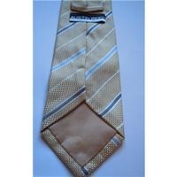 Austin Reed Soft Golden Yellow and Grey Striped Luxury Silk Tie
