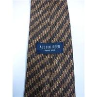 austin reed light dark brown gold effect patterned silk tie