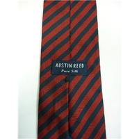 Austin Reed Red & Navy Blue Striped Patterned Silk Tie