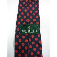 Austin Reed Navy Blue With Red Polka Dot Patterned Silk Tie