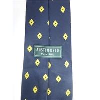 Austin Reed Silk Tie Navy With Yellow Diamond Design