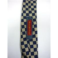 Austin Reed Beige & Navy Blue Checkerboard Silk Tie