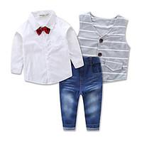 Autumn and Spring Gentlemen Set Children Clothing Suit Baby Boy Suit Long Sleeve T-shirt Vest Jeans 3pcs Kids Suit