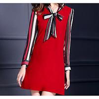 autumn large size women fat mm long sleeved striped chiffon dress 2017 ...