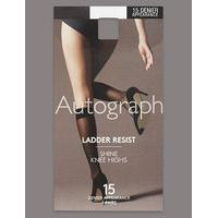 autograph 3 pair pack 15 denier ladder resist shine knee highs with si ...