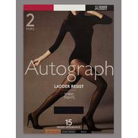 autograph 2 pair pack 15 denier ladder resist shine tights