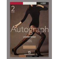 autograph 2 pair pack 15 denier ladder resist shine tights