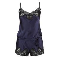 aubade navy blue teddy crpuscule satin