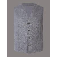 Autograph Grey Textured Tailored Fit Wool Waistcoat
