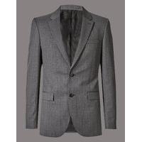 Autograph Grey Textured Tailored Fit Wool Jacket