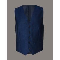 Autograph Blue Tailored Fit Wool Waistcoat