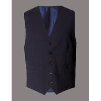 Autograph Navy Wool Rich Waistcoat with Lycra