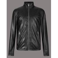 Autograph Leather Funnel Neck Jacket