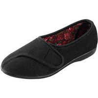 Audrey Velour Velcro® Ladies? Slippers, Black, Size 3, Rubber